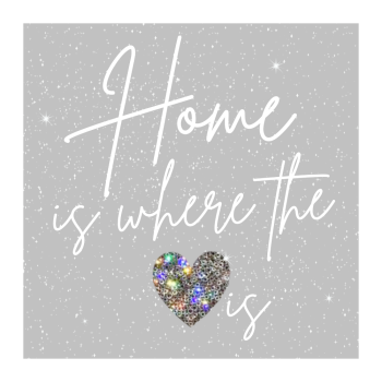 Diamond Dust Glitter Canvas with Quote 'Home is where the heart is' Embellished with Crystal Heart.