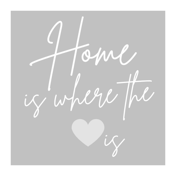 Grey Canvas with Quote 'Home is where the heart is'