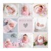 Diamond Dust Glitter Collage Canvas of Baby Photographs with Name and Birthdate featuring Crystal Embellished Heart