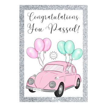 Personalised 'Driving Test' Card with Swarovski Crystal Detailing