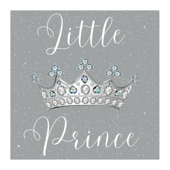 Diamond Dust Glitter Canvas with words 'Little Prince' and image of a crown embellished with crystals